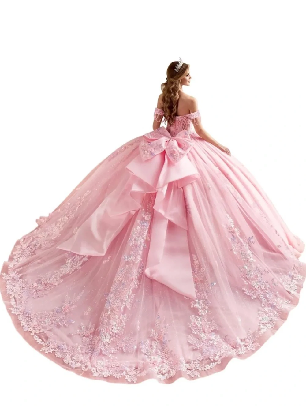 Pink Quinceanera Off-Shoulder Gown - Picture 4 of 8